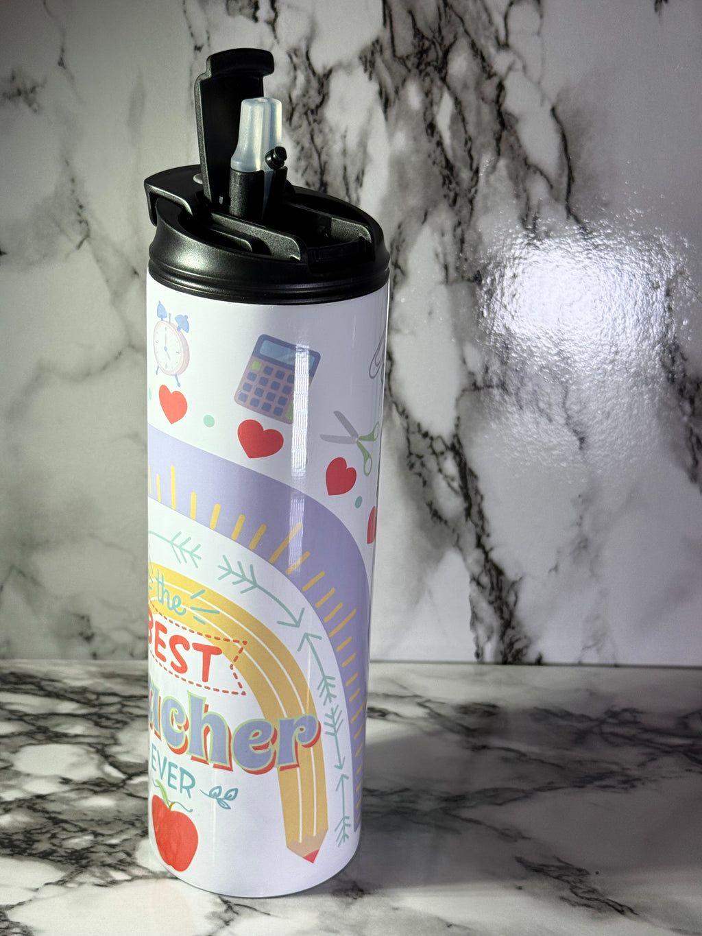 🍎 The Best Teacher Ever  20 oz Tumbler with Dual-Drink Lid | Teacher Gift