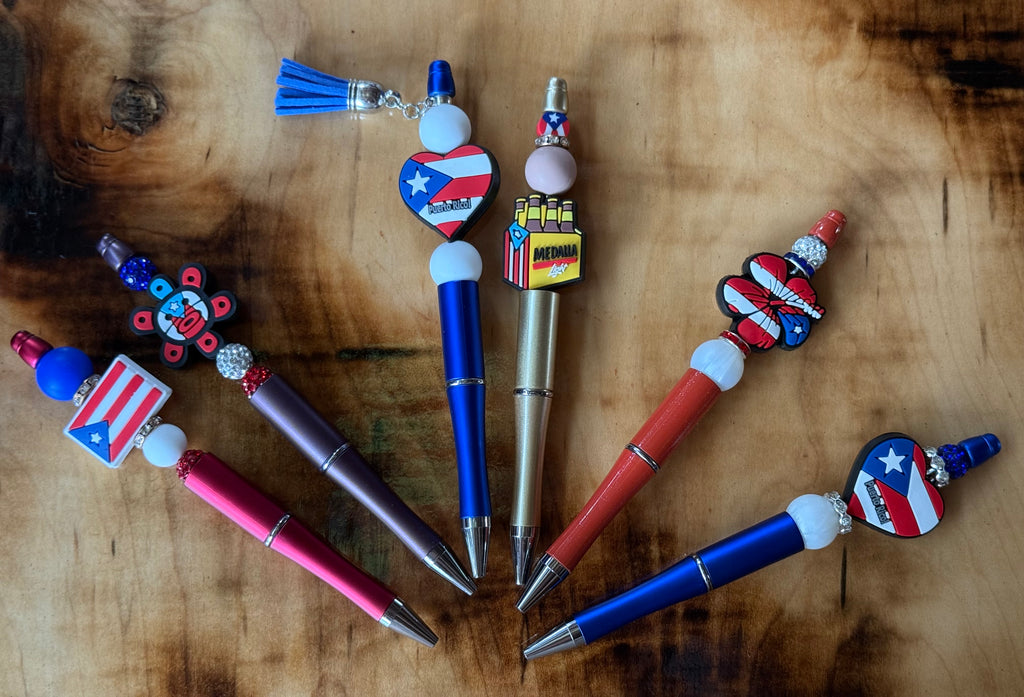 Beaded Pens ~Puerto Rico Pride