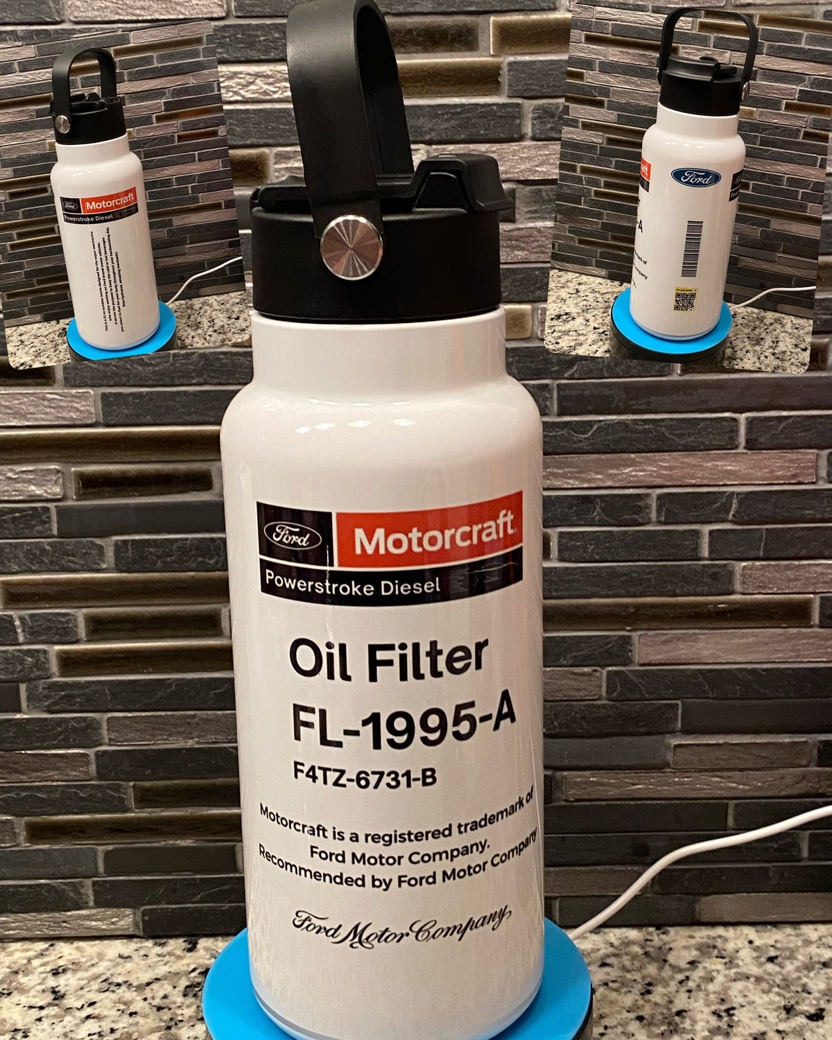 Diesel Mechanic Stainless Steel Tumbler | Automotive Oil Filter Design | Truck Driver Gift | Insulated Water Bottle