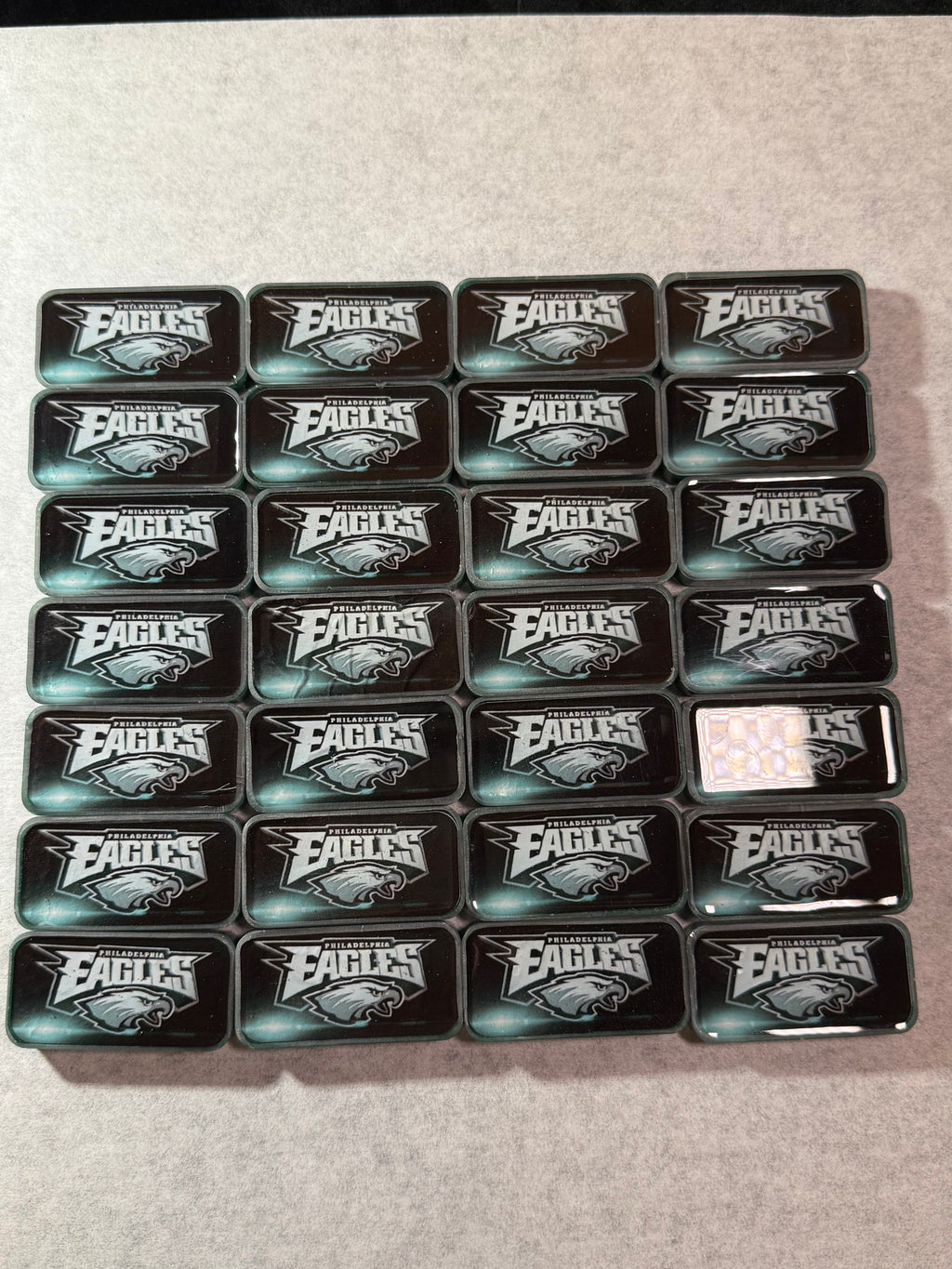 Custom Green & White Resin Domino Set - Double-Six Edition