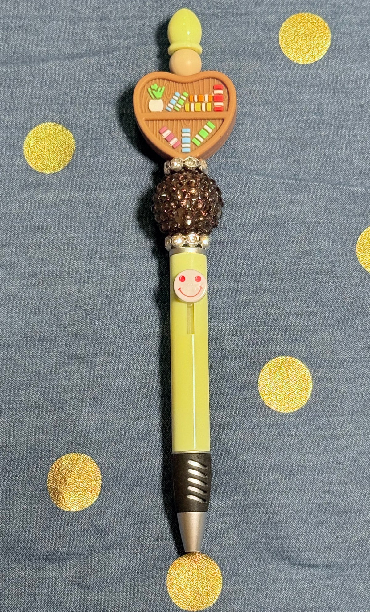 ✒️ Teacher-Themed Beaded Ballpoint Pen 🍎