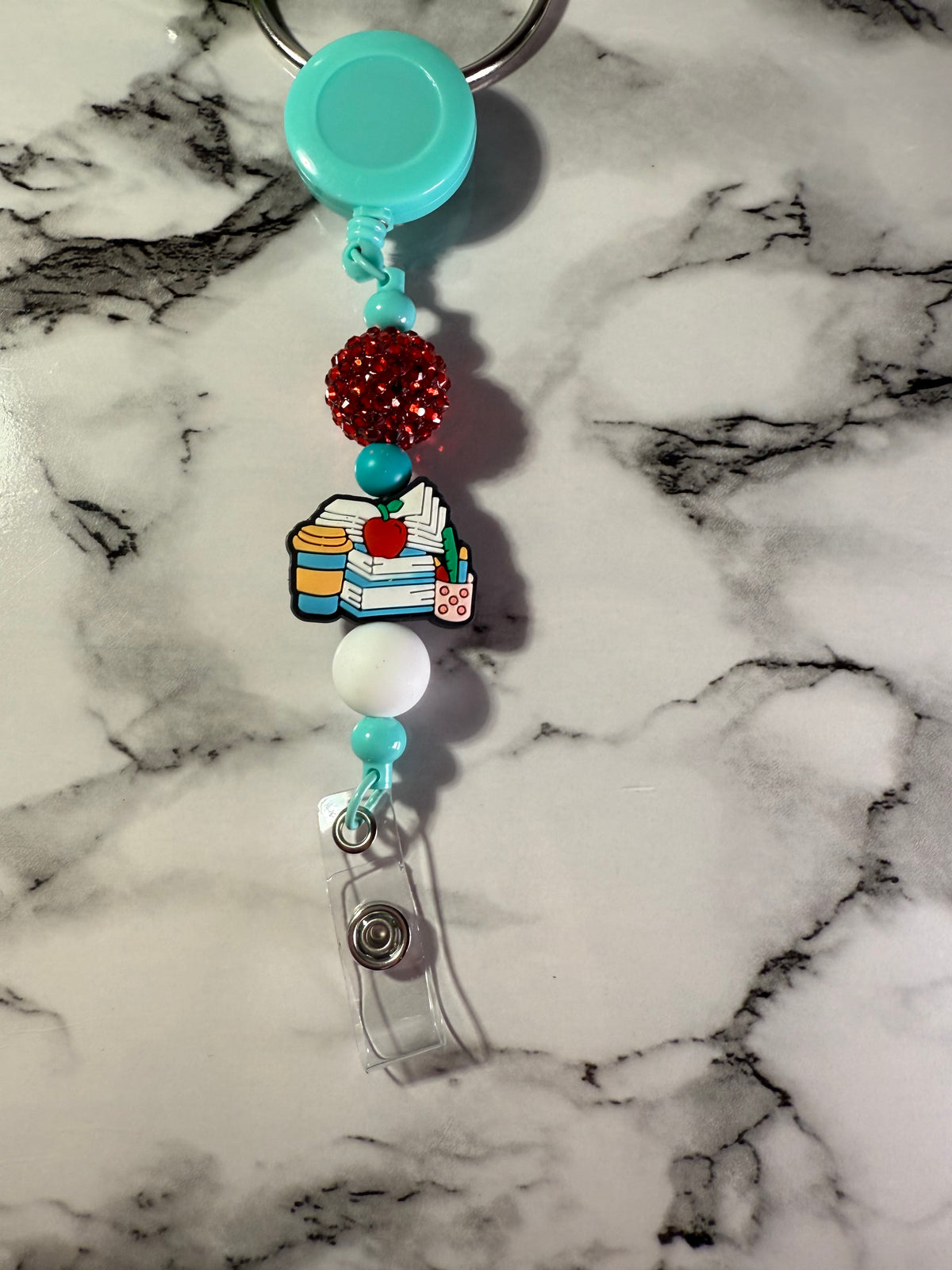 ✨ Beaded Teacher Badge Reel | Colorful Retractable ID Holder