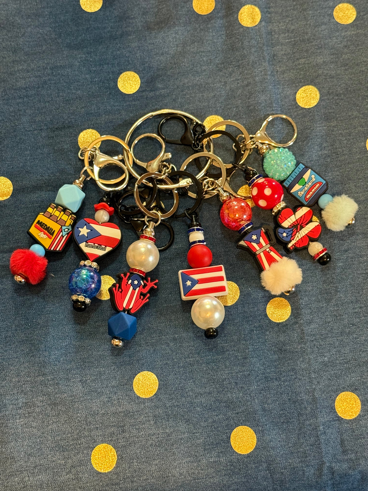 🇵🇷 Puerto Rico Inspired Beaded Keychains