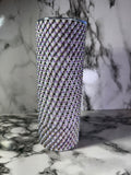 🛍️ Glam Halloween Beaded Tumbler | Purple, Black & White