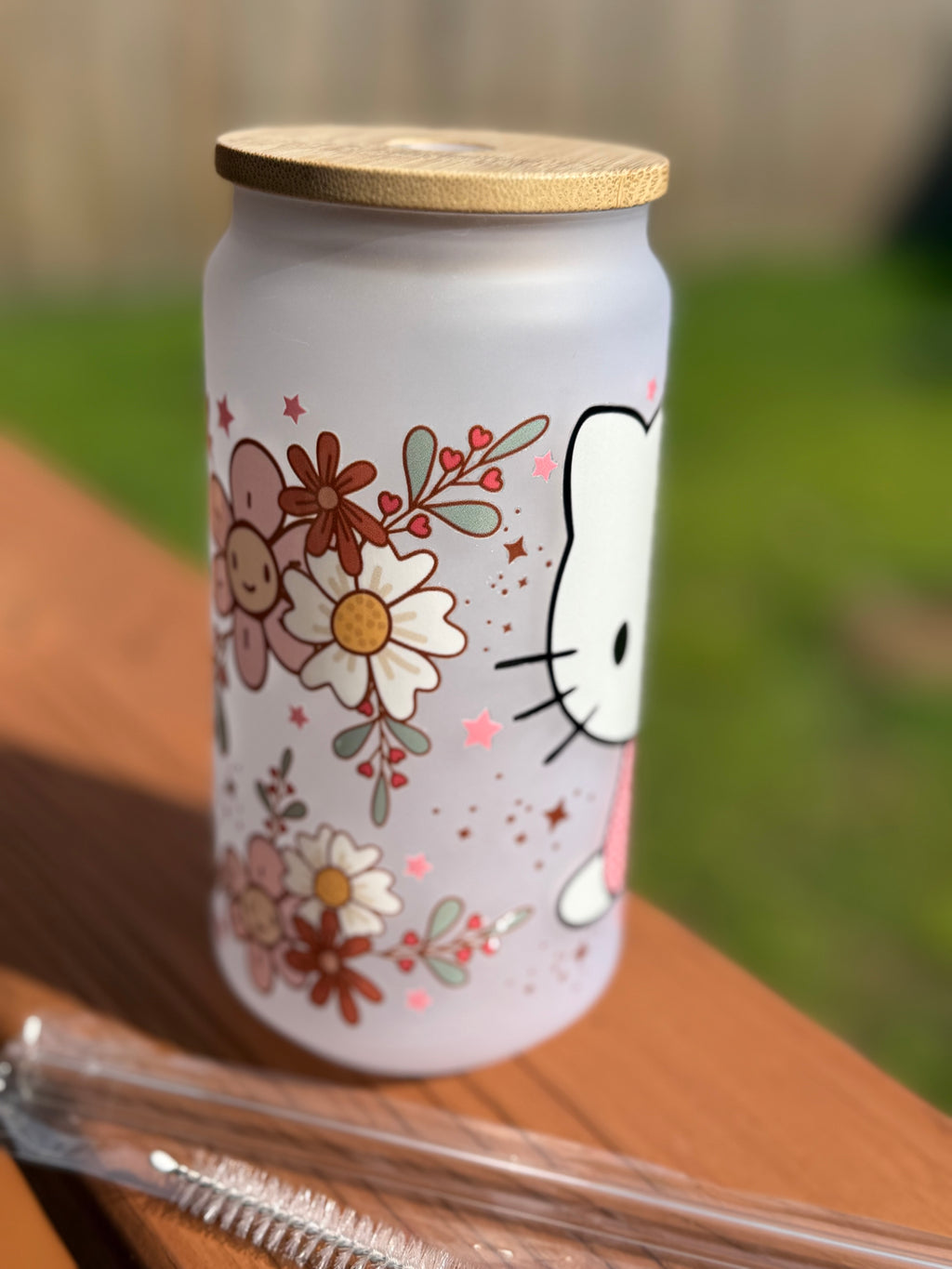 Cute Kitty Frosted Glass Tumbler