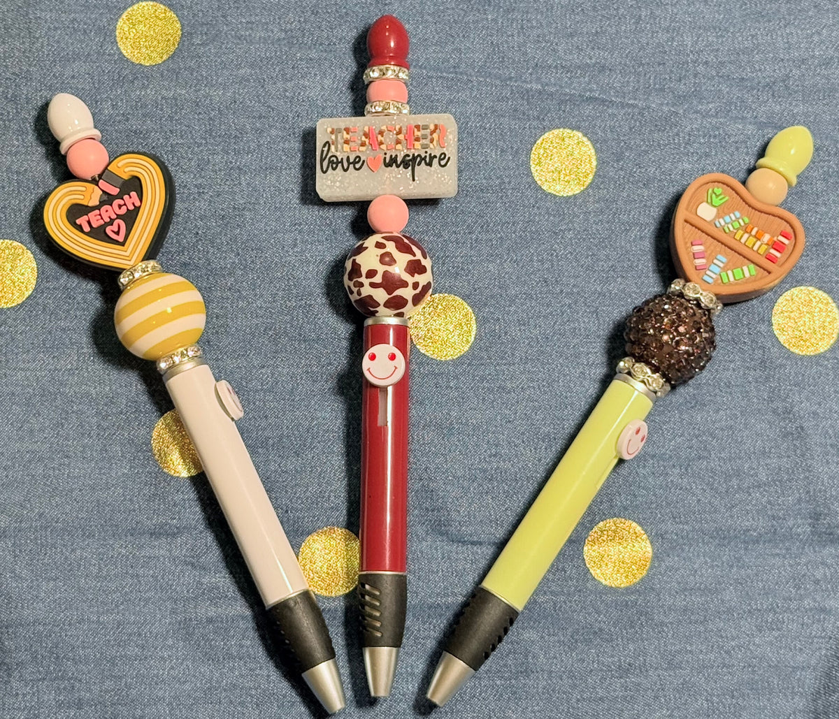 ✒️ Teacher-Themed Beaded Ballpoint Pen 🍎