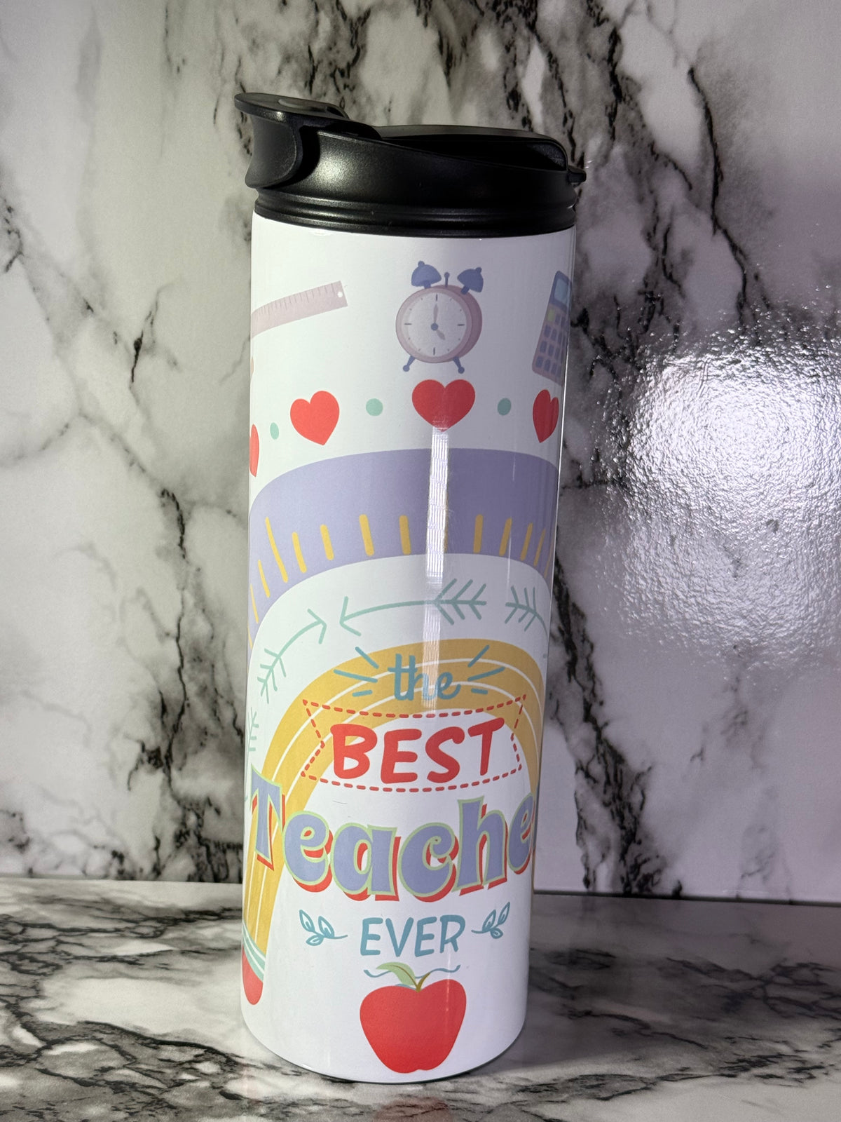 🍎 The Best Teacher Ever  20 oz Tumbler with Dual-Drink Lid | Teacher Gift