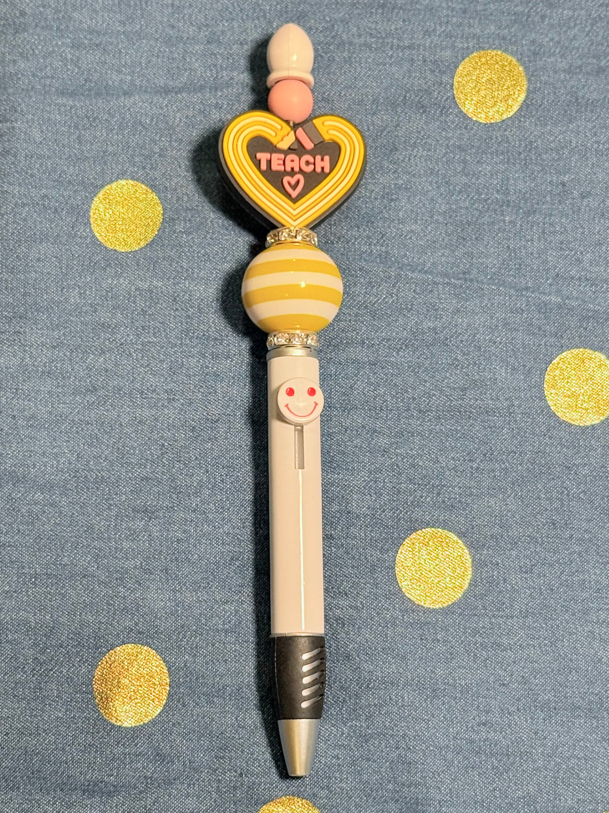✒️ Teacher-Themed Beaded Ballpoint Pen 🍎