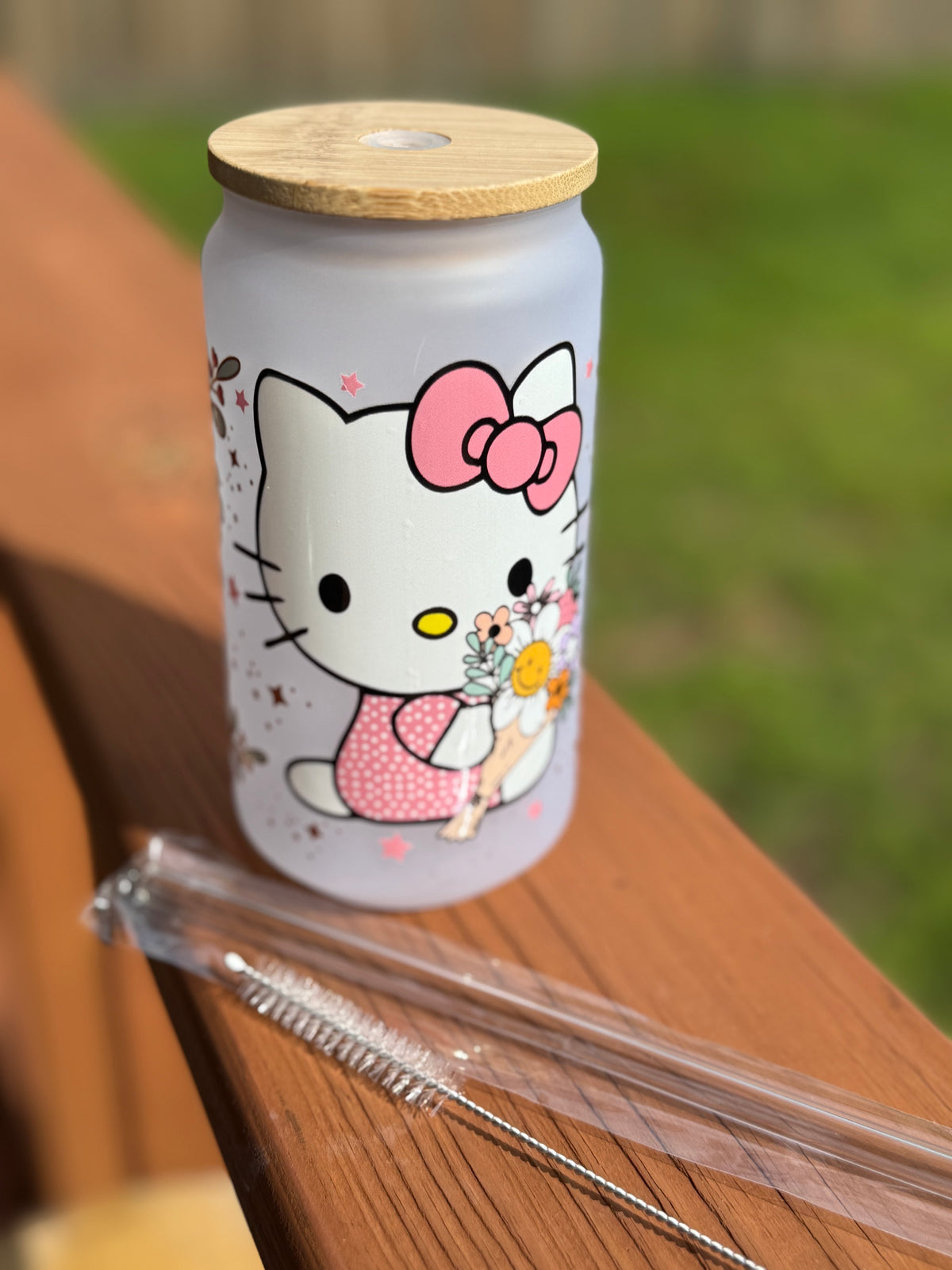 Cute Kitty Frosted Glass Tumbler