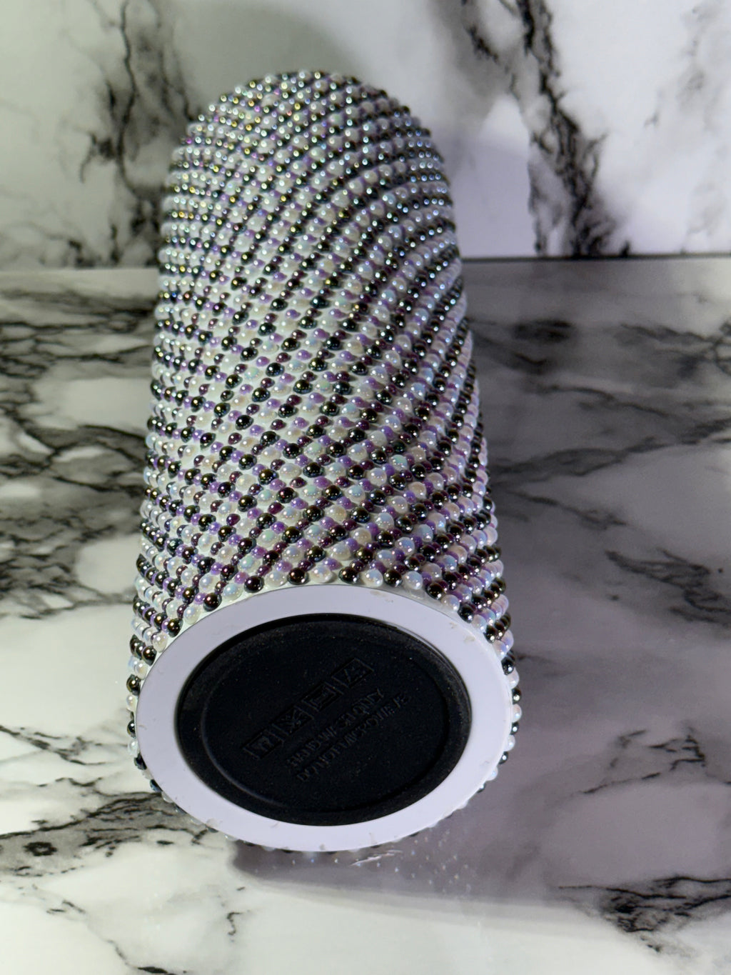 🛍️ Glam Halloween Beaded Tumbler | Purple, Black & White