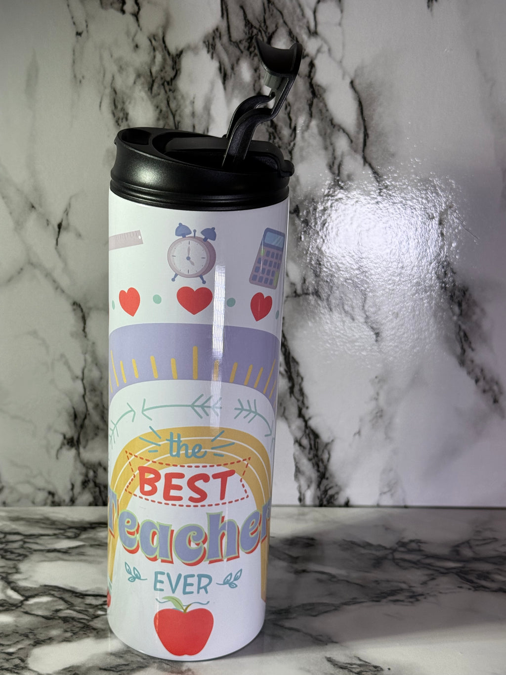🍎 The Best Teacher Ever  20 oz Tumbler with Dual-Drink Lid | Teacher Gift