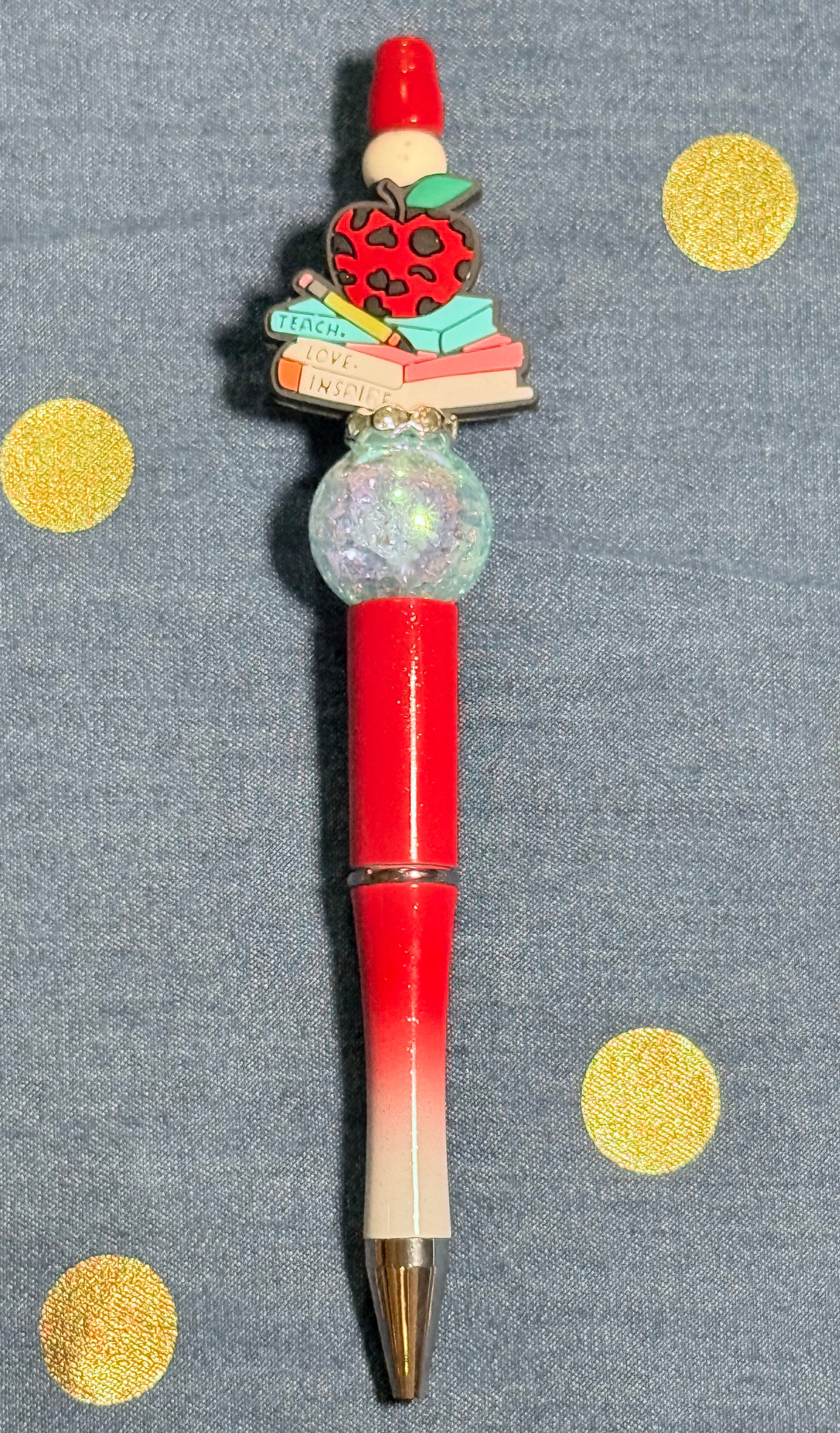 🍎 Teacher Theme Beaded Pen 🖊️