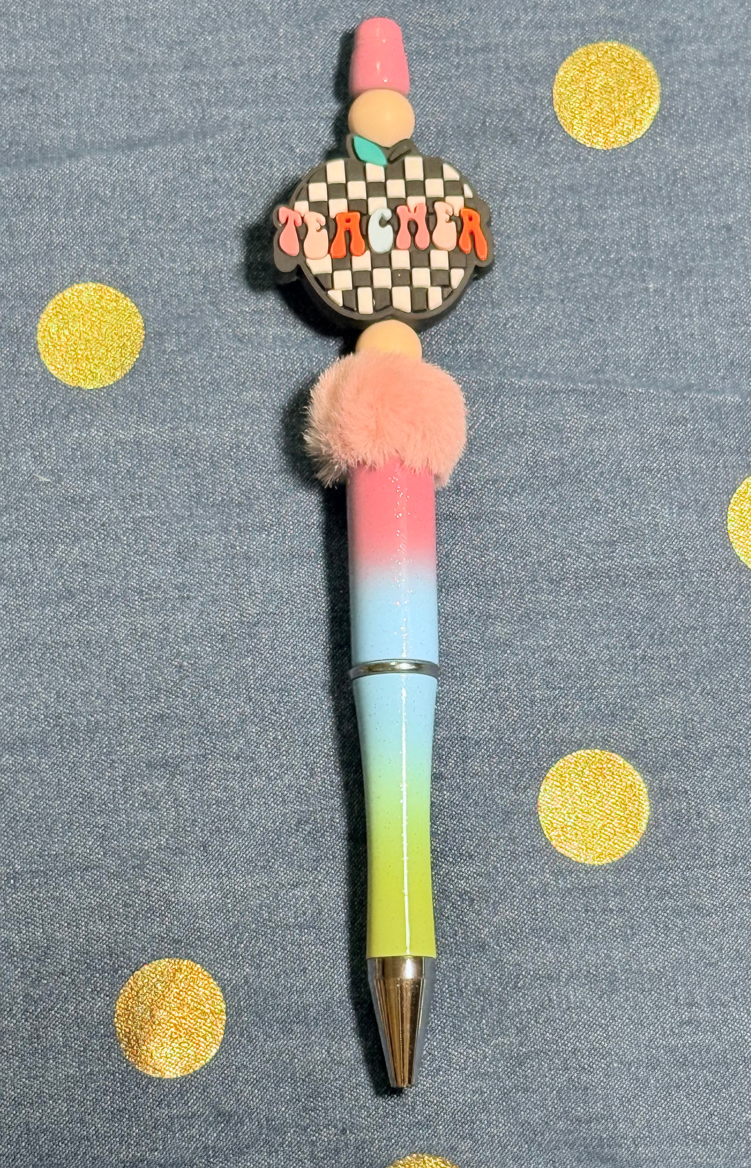 🍎 Teacher Theme Beaded Pen 🖊️