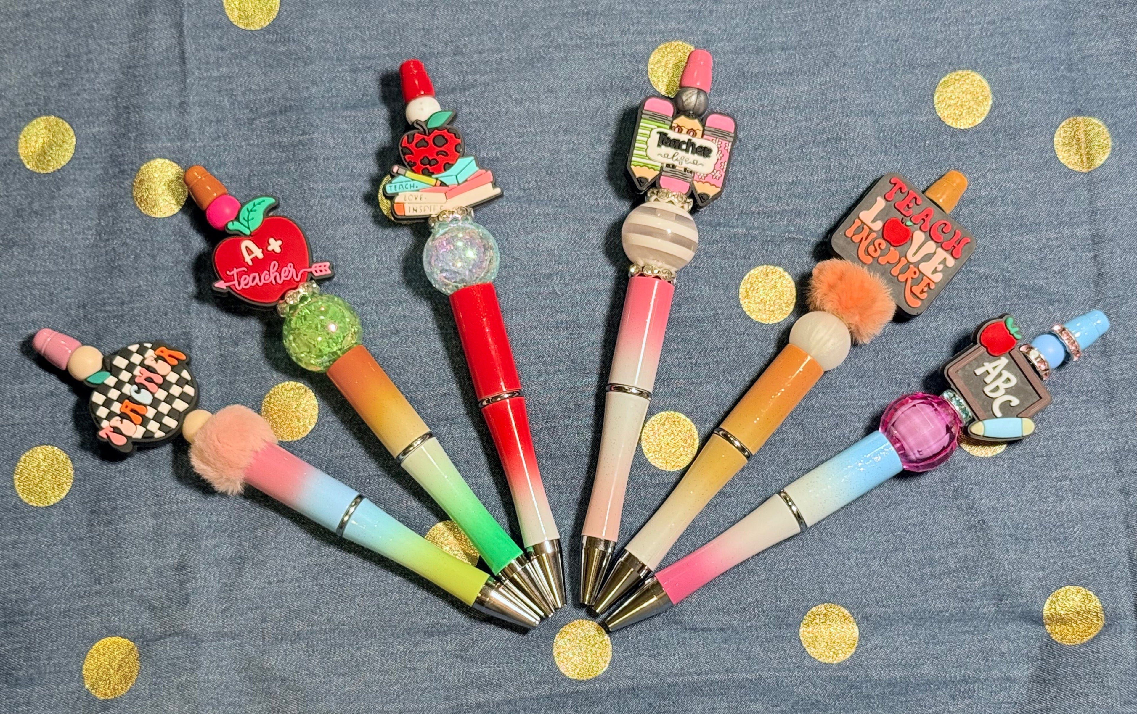 🍎 Teacher Theme Beaded Pen 🖊️