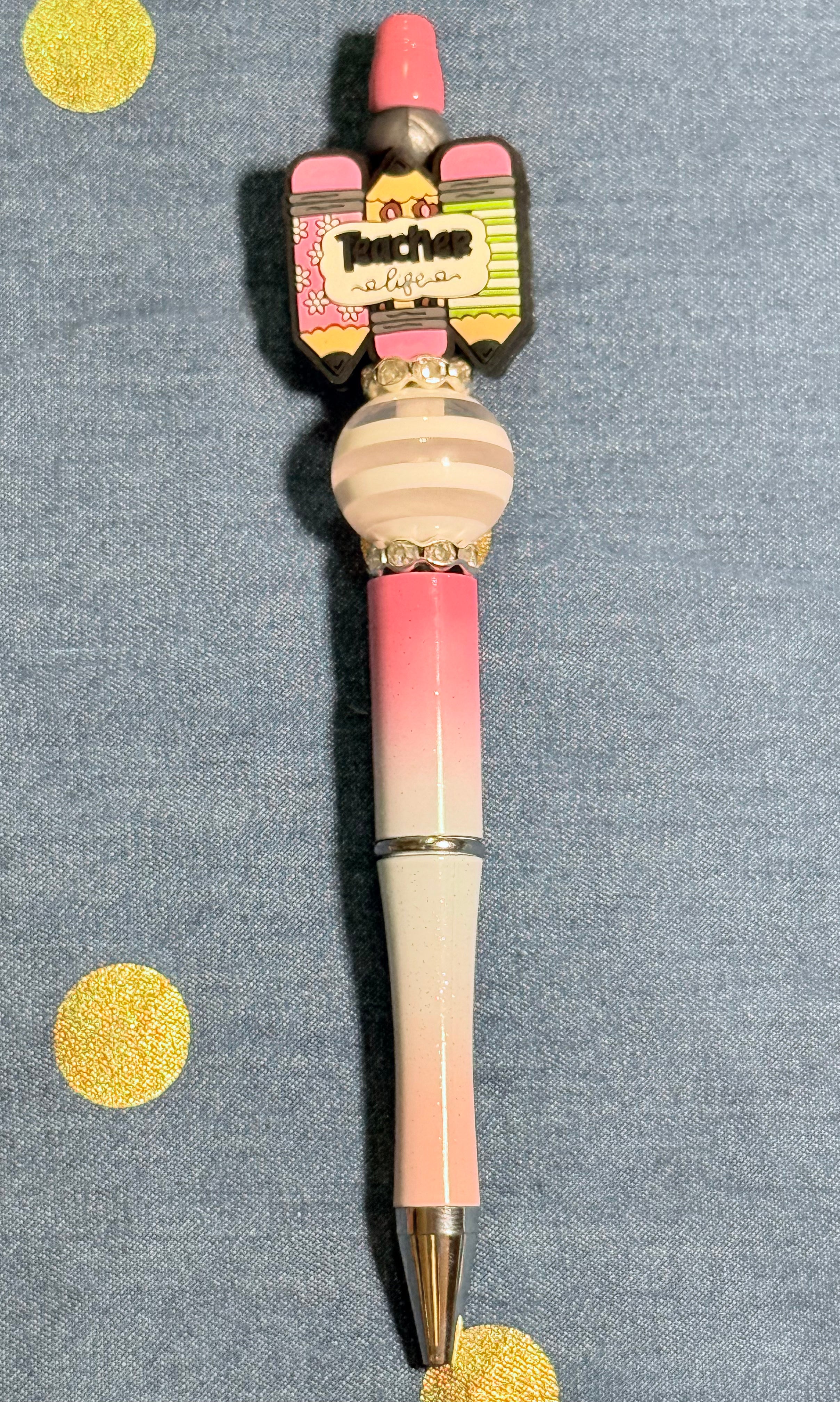 🍎 Teacher Theme Beaded Pen 🖊️