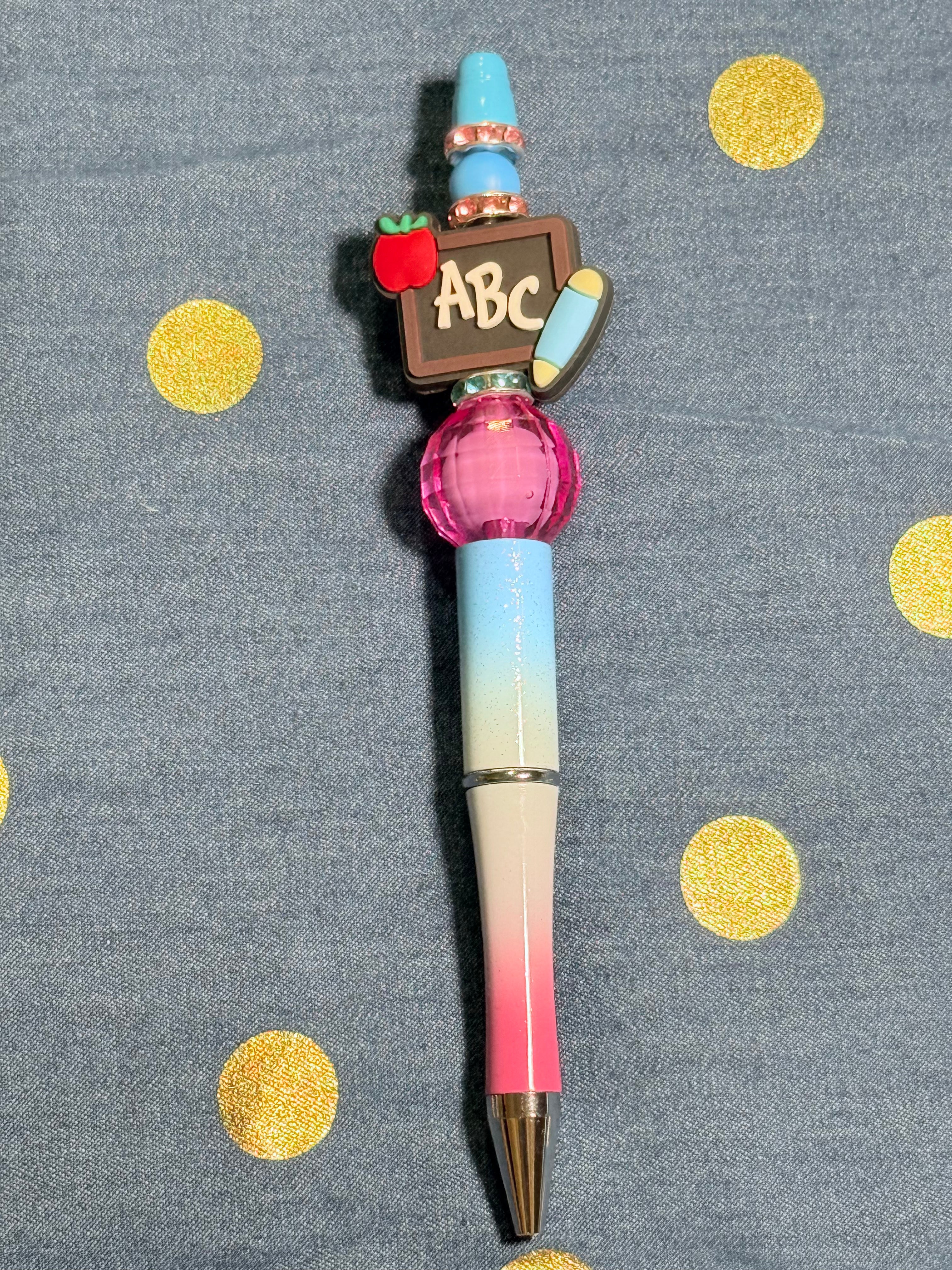 🍎 Teacher Theme Beaded Pen 🖊️