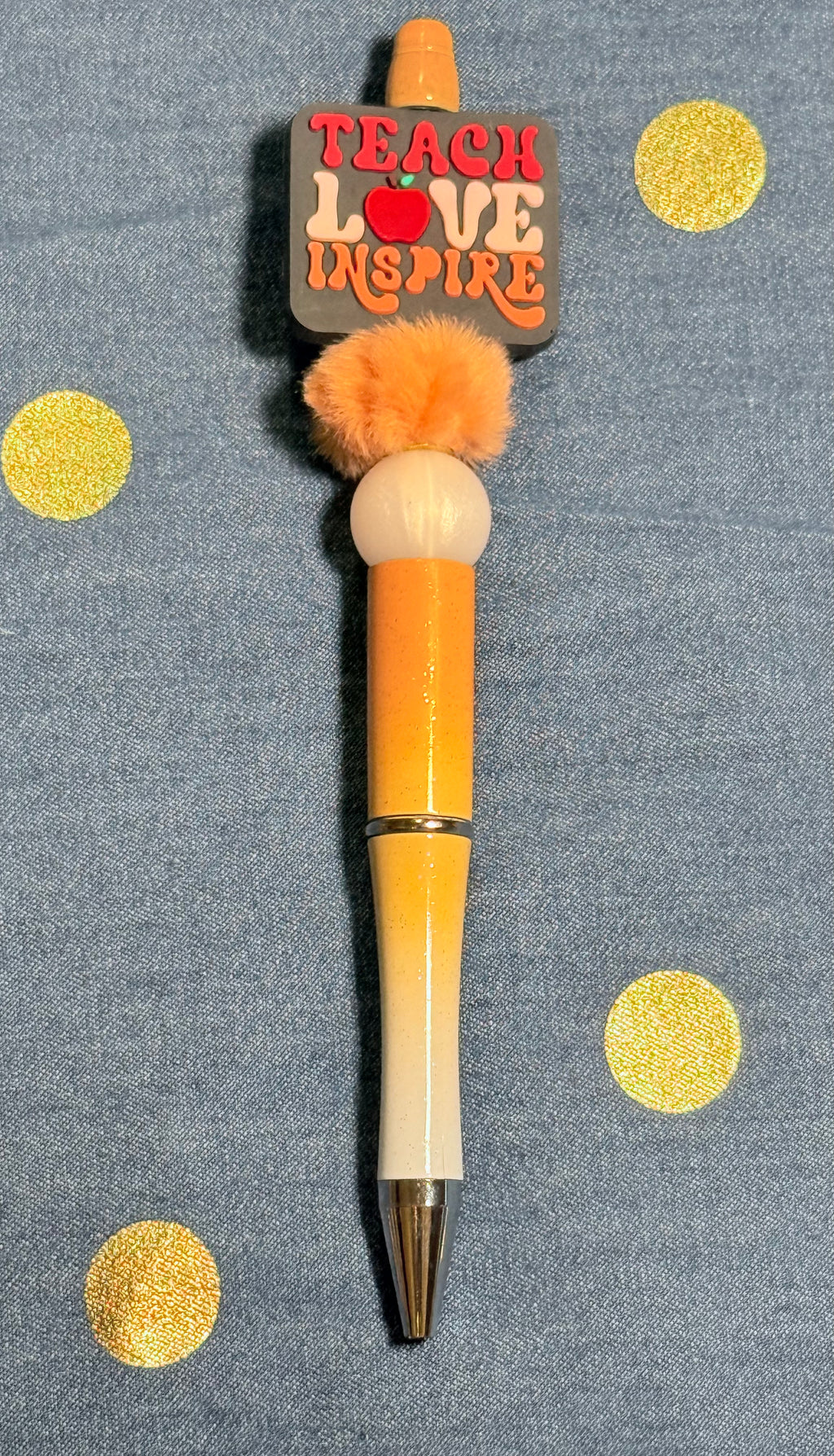 🍎 Teacher Theme Beaded Pen 🖊️