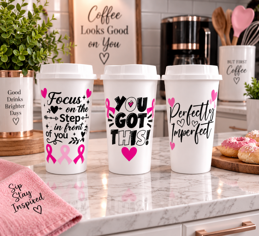 💖 Cancer awareness inspirational cups ☕️